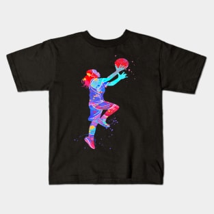 COLORFUL GIRL BASKETBALL PLAYER Kids T-Shirt